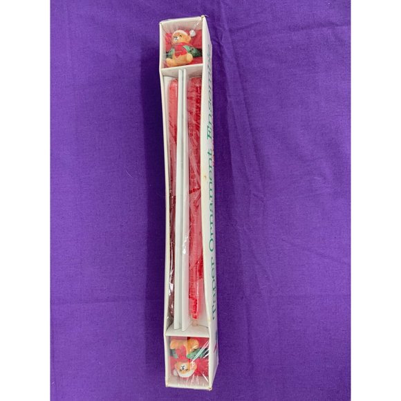 Santa Bear Candle Rings Hugger Set of 2 with Taper Candles Bisque Jasco Taiwan V - Picture 2 of 11